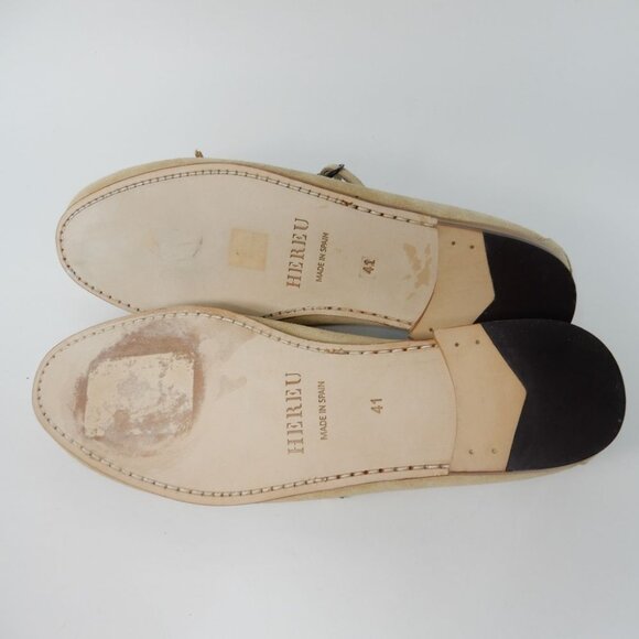 HEREU Lorea Moc Toe Lorea Mary Jane Loafers Size 10.5 41 Beige Suede NEW $470 - Picture 12 of 12